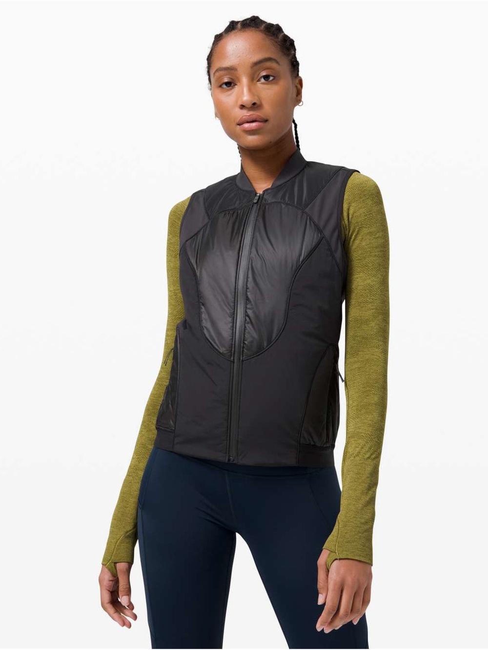Lululemon Polar Pace Run Vest Black Quilted Lightweight Multi-Pocket Size 4